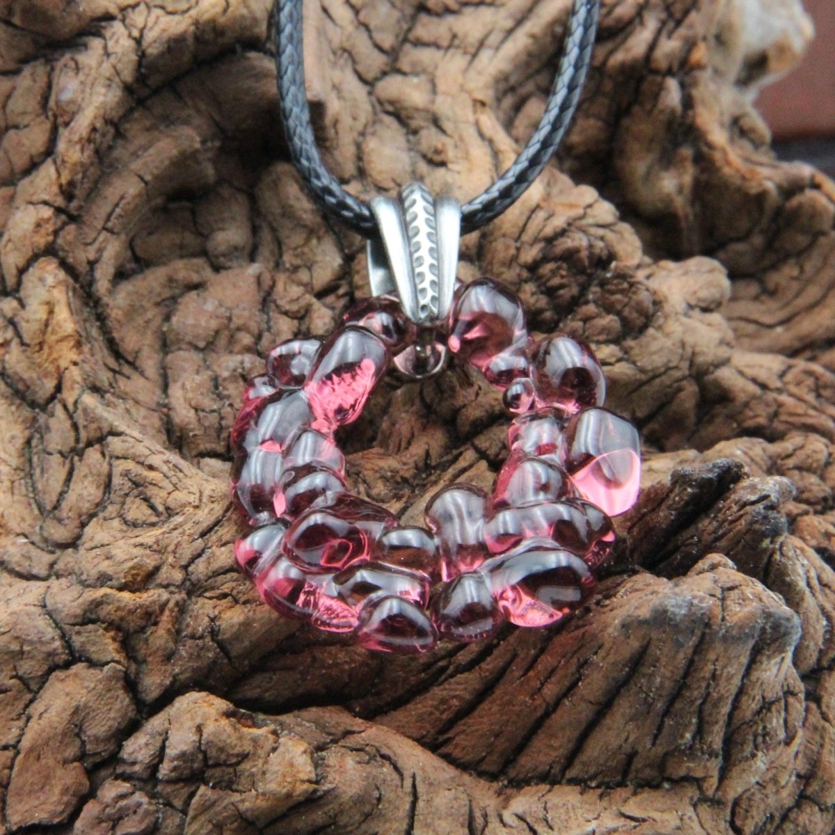 Upcycled Purple Statement Necklace, Recycled Glass Pendant