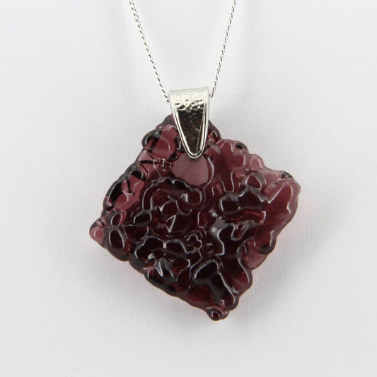 Upcycled Purple Statement Necklace, Recycled Glass Pendant