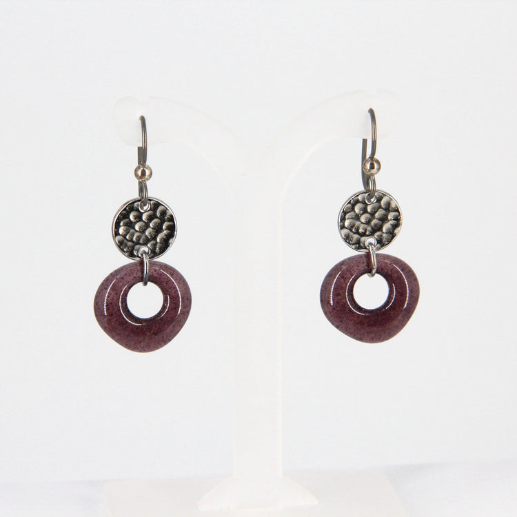 Glass Donut Dangle Earrings