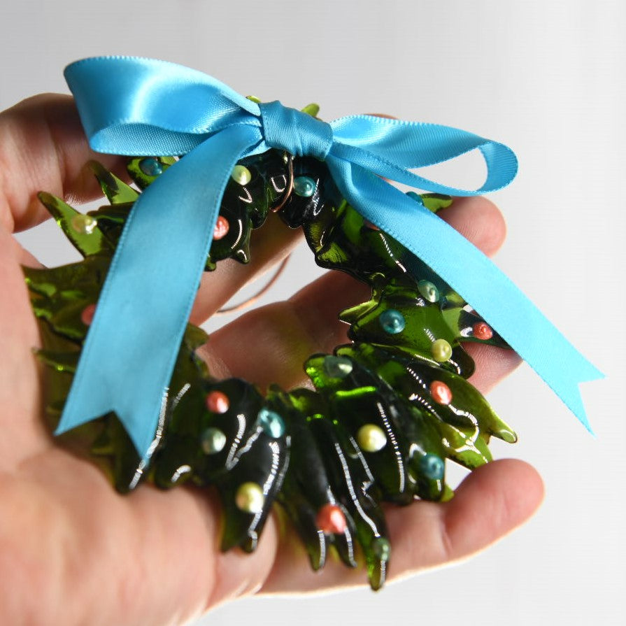 Christmas Tree Wreath from Upcycled Wine Bottle