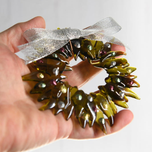 Christmas Tree Wreath from Upcycled Wine Bottle