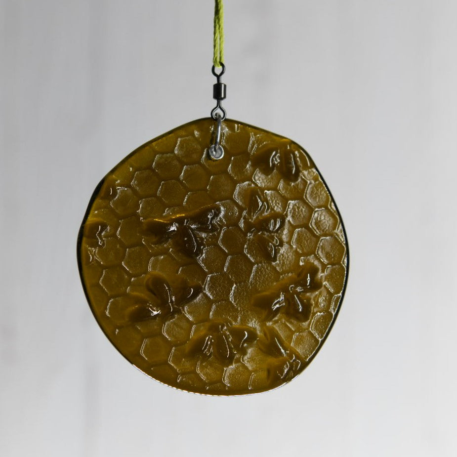Tiny Bees on Honeycomb Suncatcher