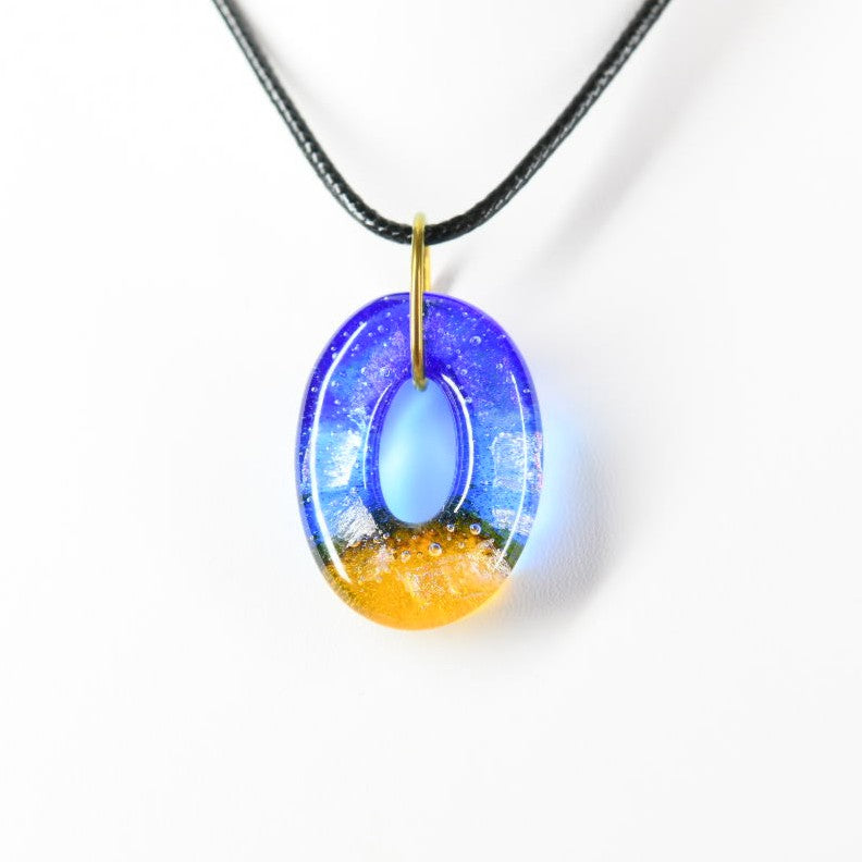 Blue and Yellow Dichroic Glass Pendant