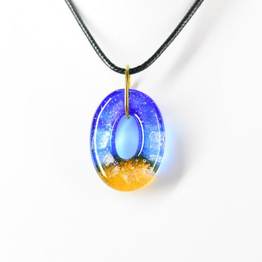 Blue and Yellow Dichroic Glass Pendant