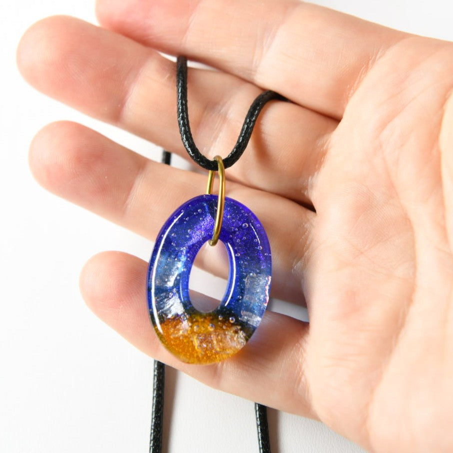 Blue and Yellow Dichroic Glass Pendant