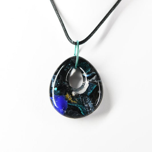 Teal and Blue Dichroic Glass Pendant