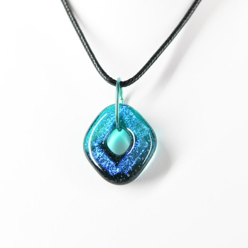 Turquoise Dichroic Glass Pendant