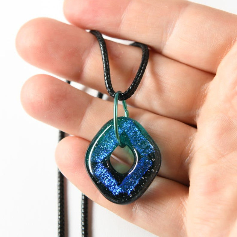 Turquoise Dichroic Glass Pendant
