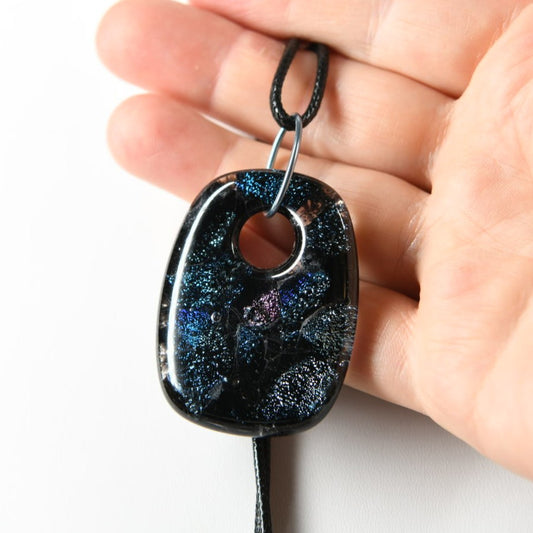 Light Blue Dichroic Glass Pendant