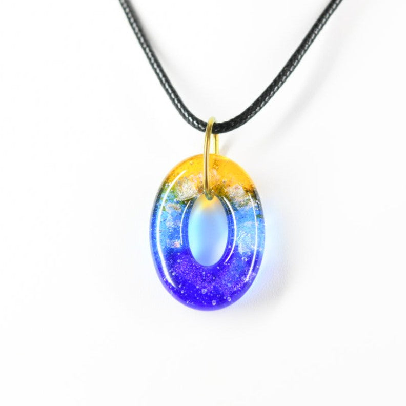 Blue and Yellow Dichroic Glass Pendant