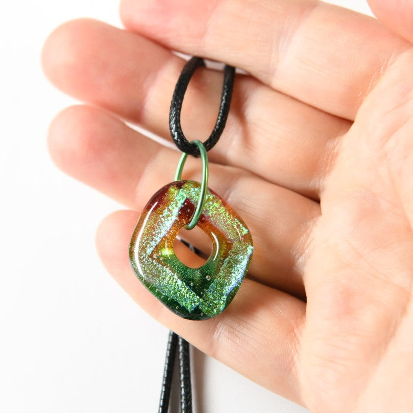 Yellow and Green Dichroic Glass Pendant