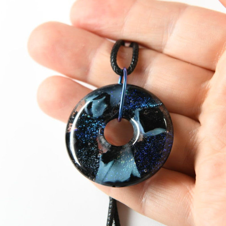 Blue Dichroic Glass Pendant