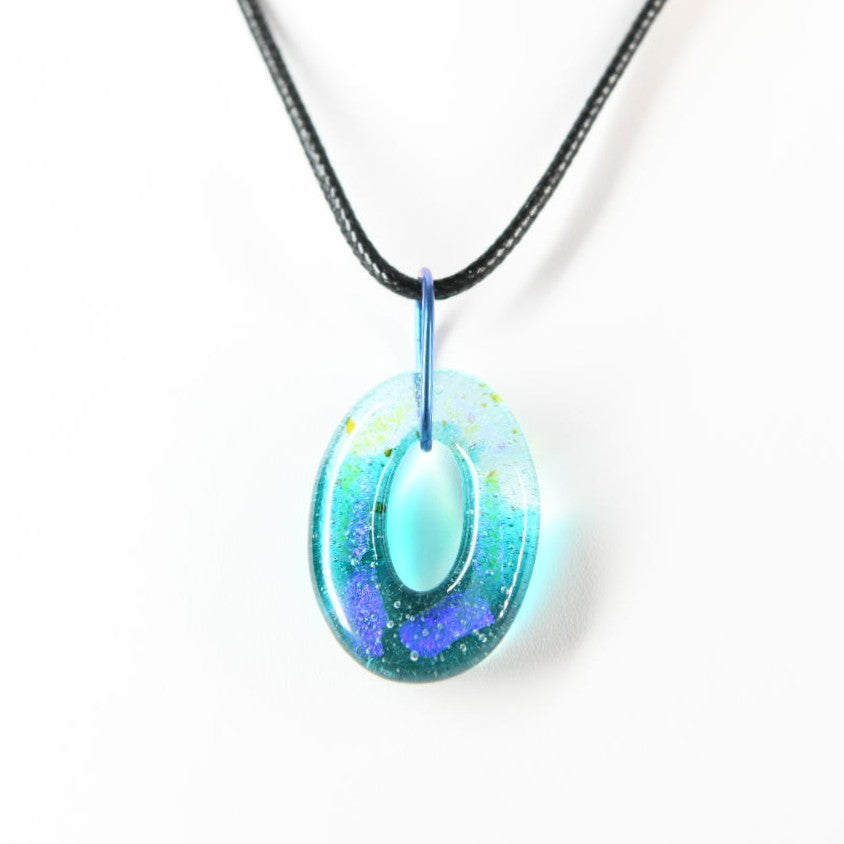 Blue Dichroic Glass Pendant