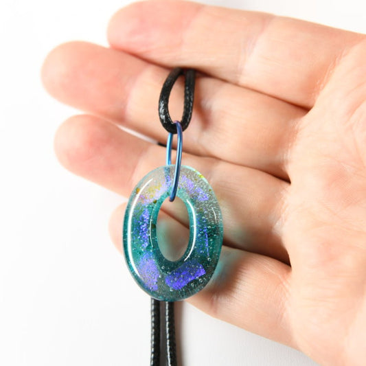 Blue Dichroic Glass Pendant