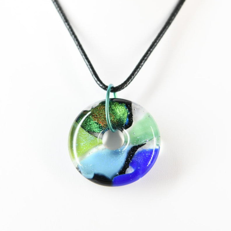 Blue and Green Dichroic Glass Pendant