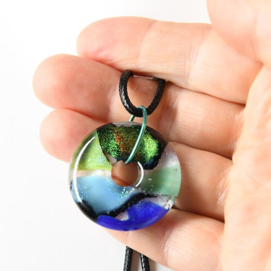 Blue and Green Dichroic Glass Pendant