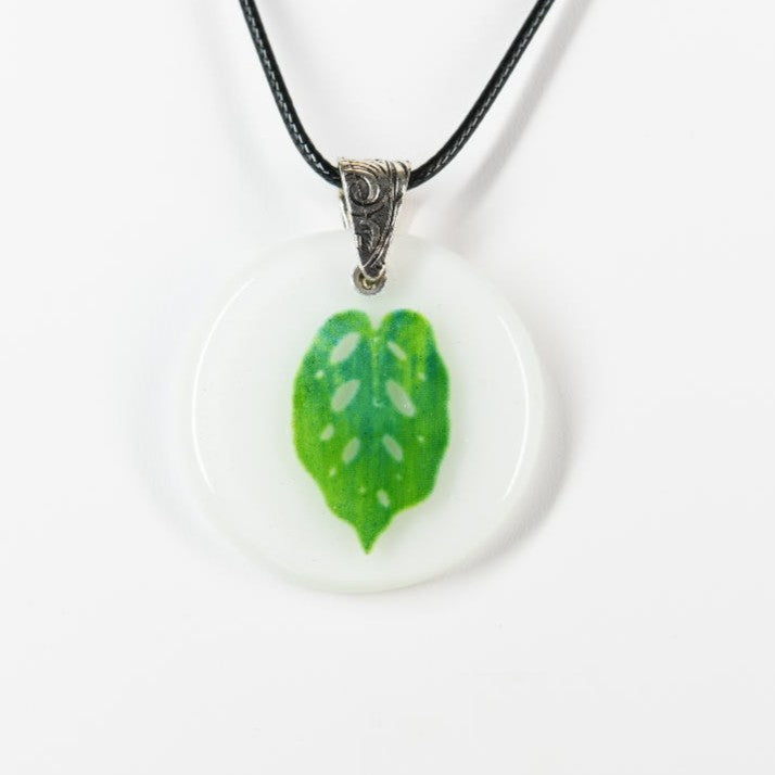 Glass Swiss Cheese Plant Leaf Pendant