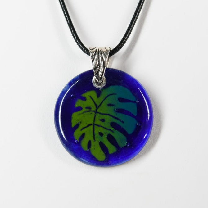 Glass Monstera Leaf Pendant