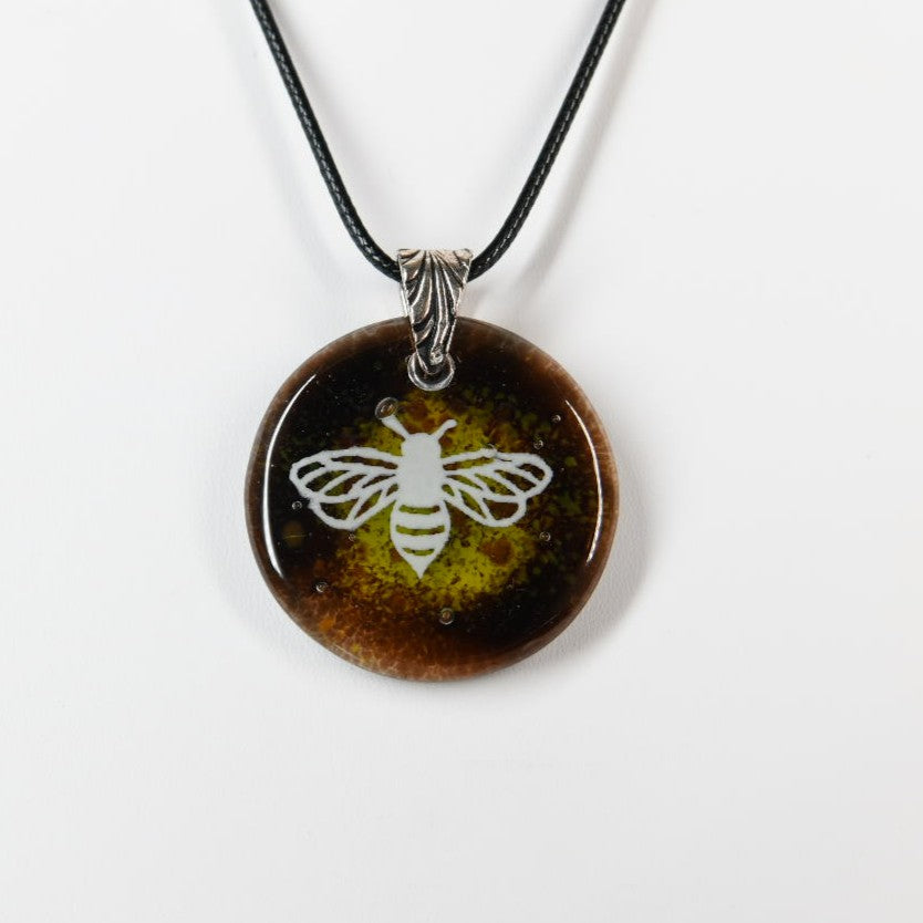 Recycled Glass Honeybee Pendant