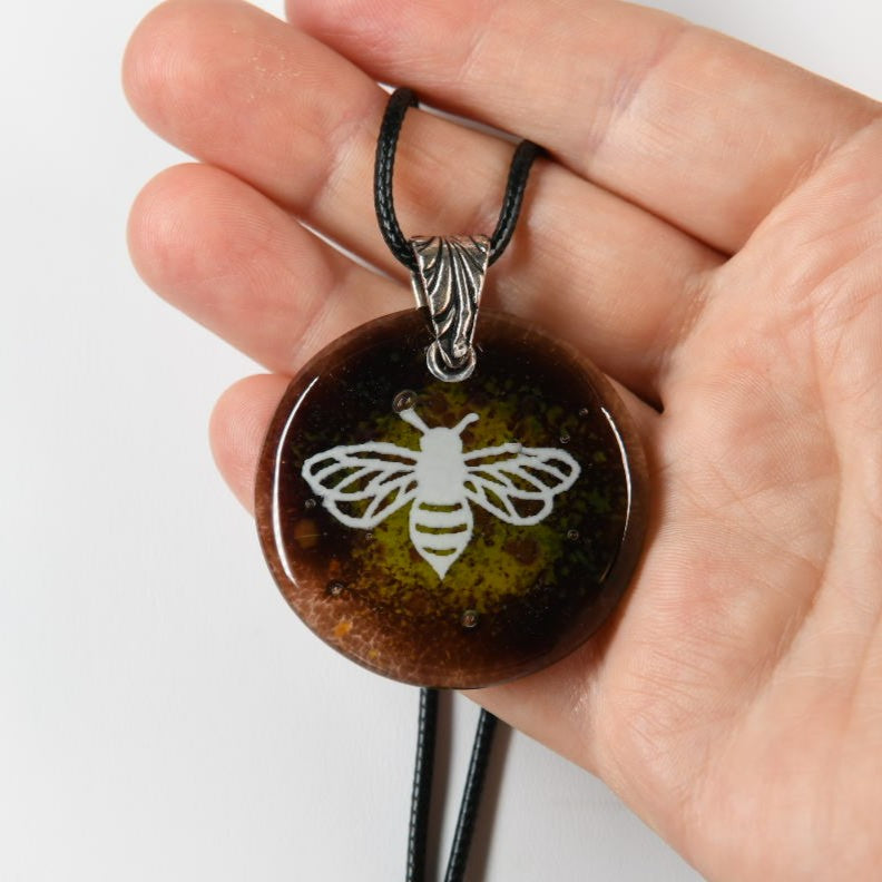 Recycled Glass Honeybee Pendant