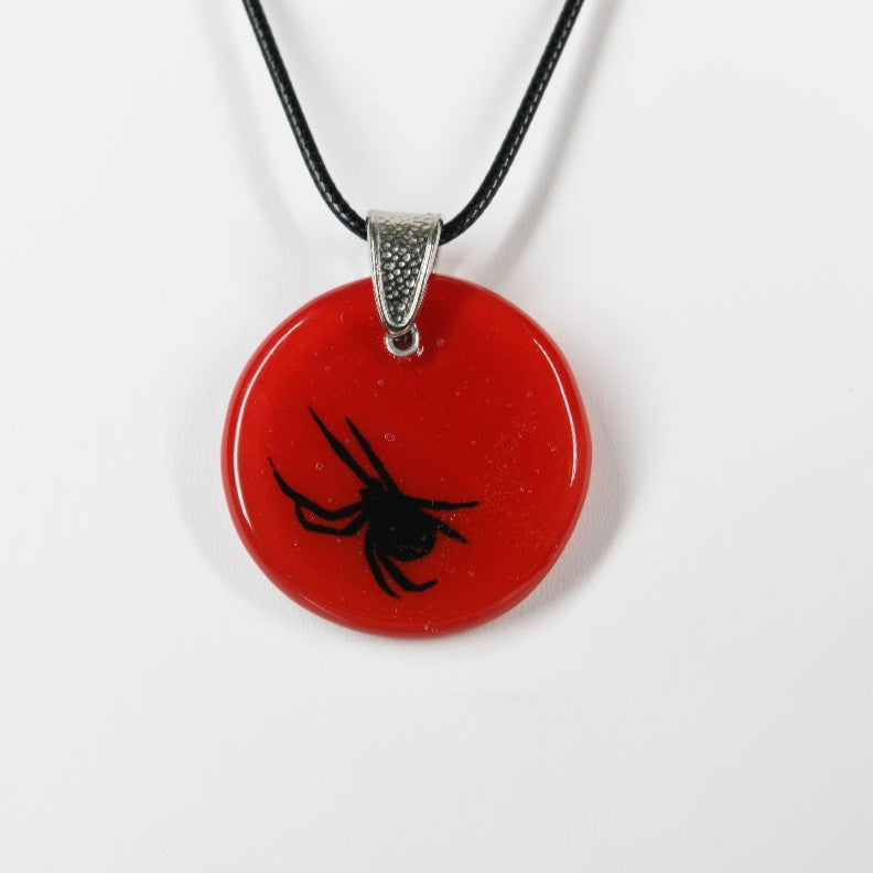 Glass Black Widow Spider Pendant