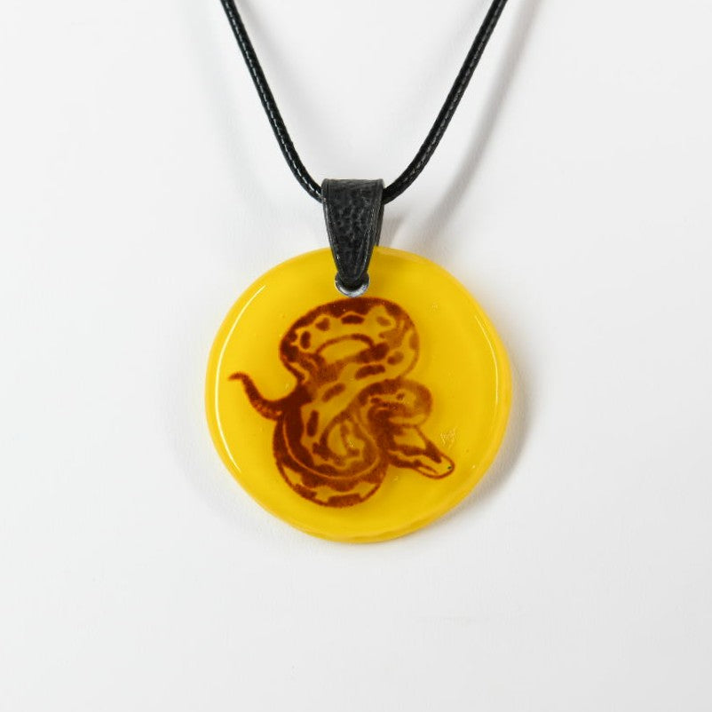 Glass Ball Python Snake Pendant