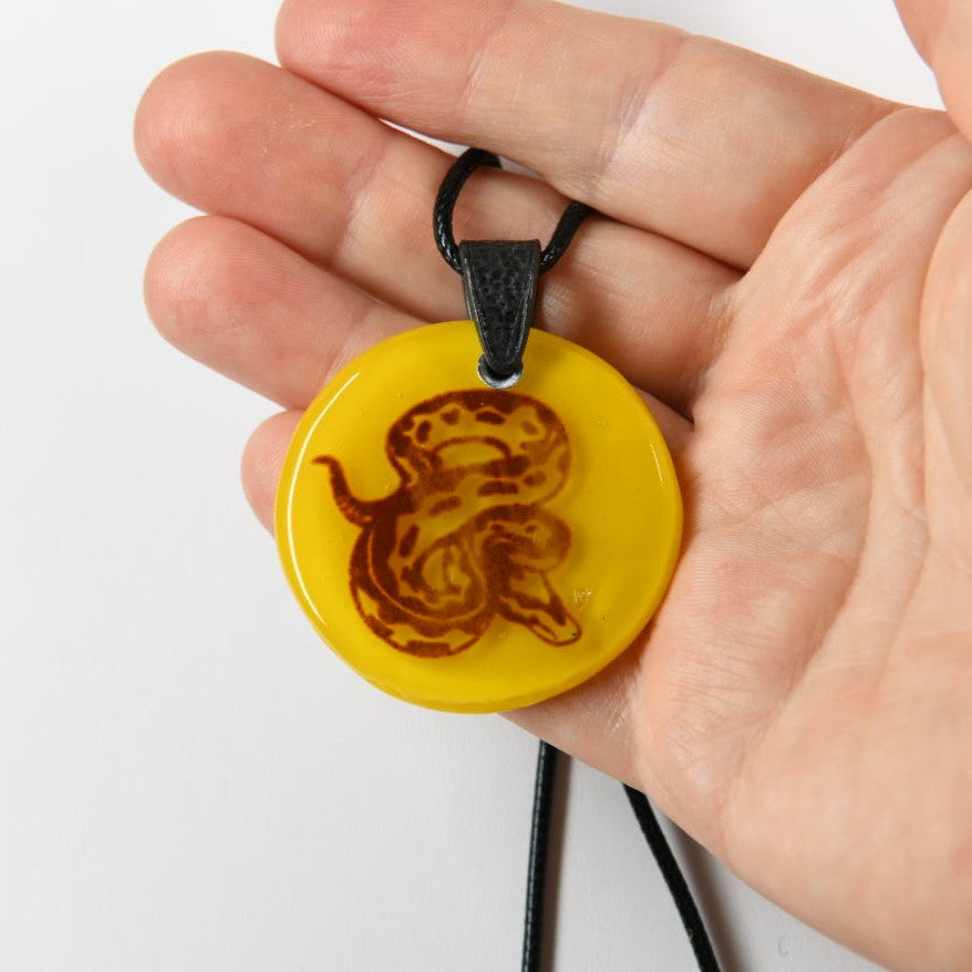 Glass Ball Python Snake Pendant