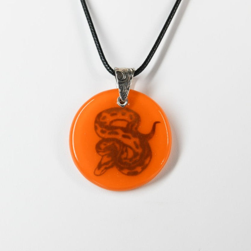 Glass Ball Python Snake Pendant