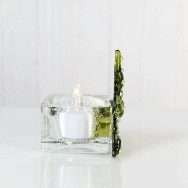 Christmas Tree Candle Holder from Upcycled Wine Bottle
