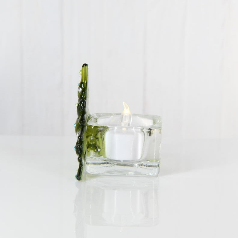 Christmas Tree Candle Holder from Upcycled Wine Bottle