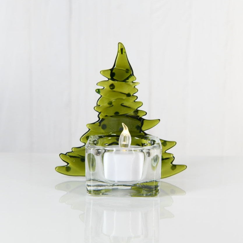 Christmas Tree Candle Holder from Upcycled Wine Bottle
