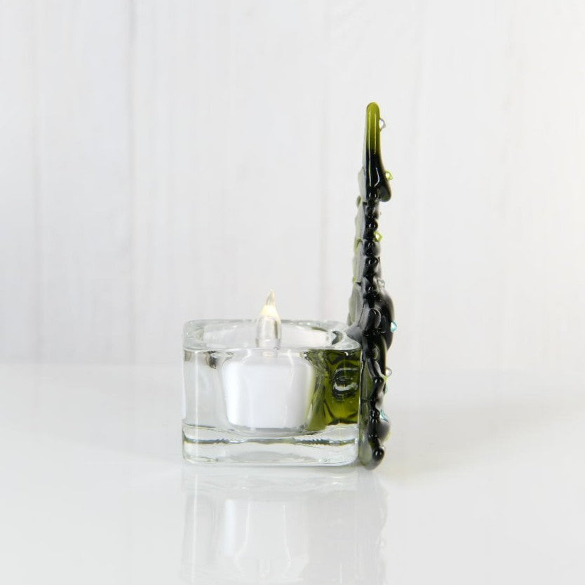 Christmas Tree Candle Holder from Upcycled Wine Bottle