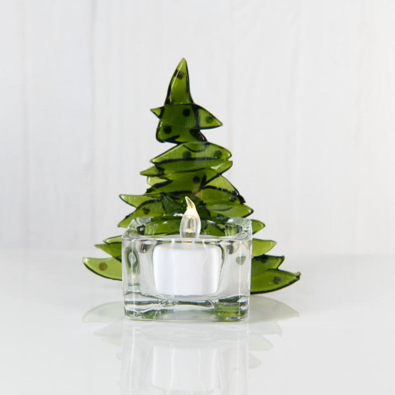 Christmas Tree Candle Holder from Upcycled Wine Bottle