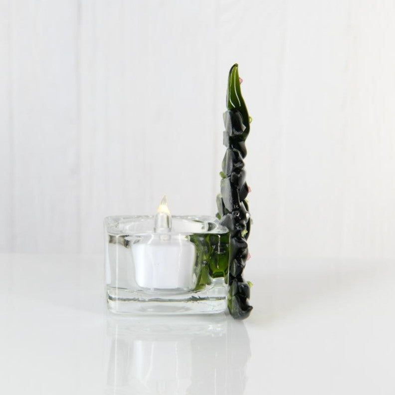Christmas Tree Candle Holder from Upcycled Wine Bottle