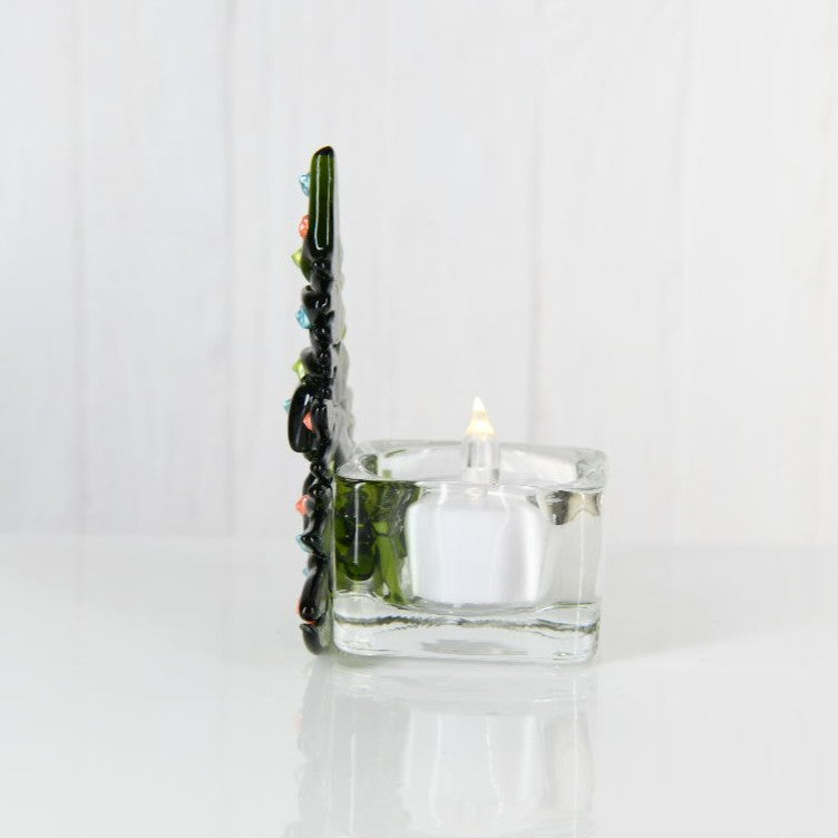 Christmas Tree Candle Holder from Upcycled Wine Bottle