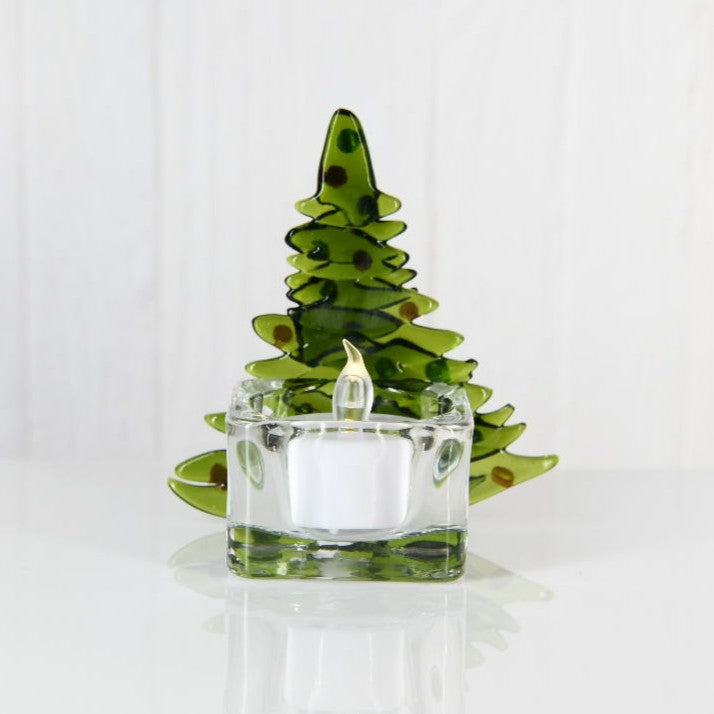 Christmas Tree Candle Holder from Upcycled Wine Bottle