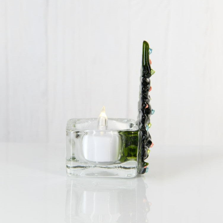 Christmas Tree Candle Holder from Upcycled Wine Bottle