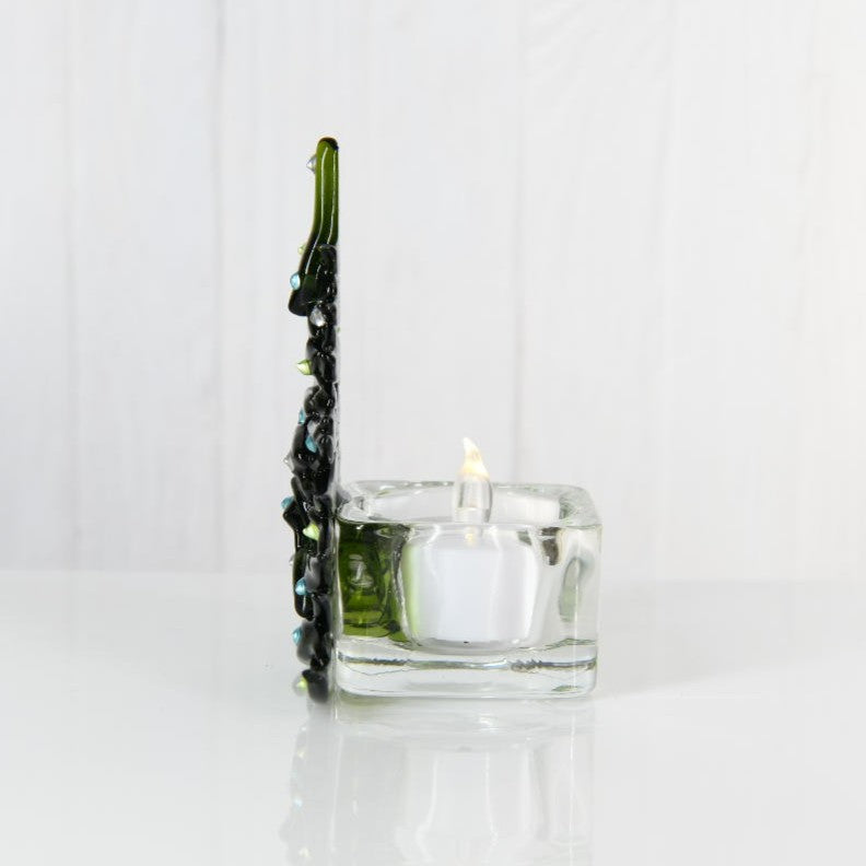 Christmas Tree Candle Holder from Upcycled Wine Bottle