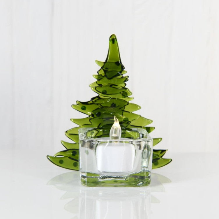 Christmas Tree Candle Holder from Upcycled Wine Bottle