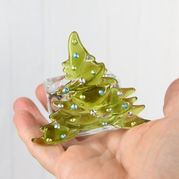 Christmas Tree Candle Holder from Upcycled Wine Bottle