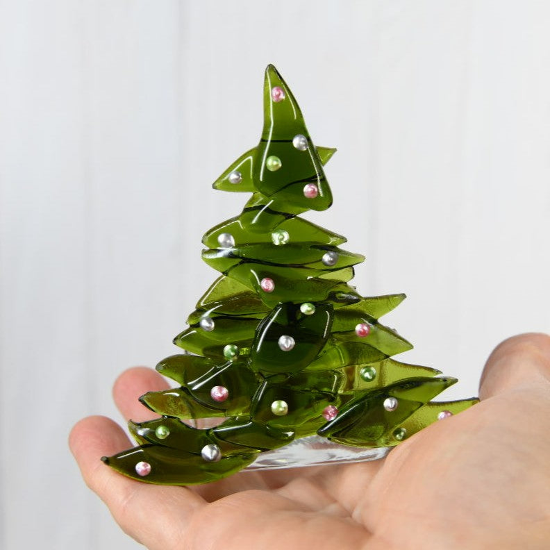 Christmas Tree Candle Holder from Upcycled Wine Bottle