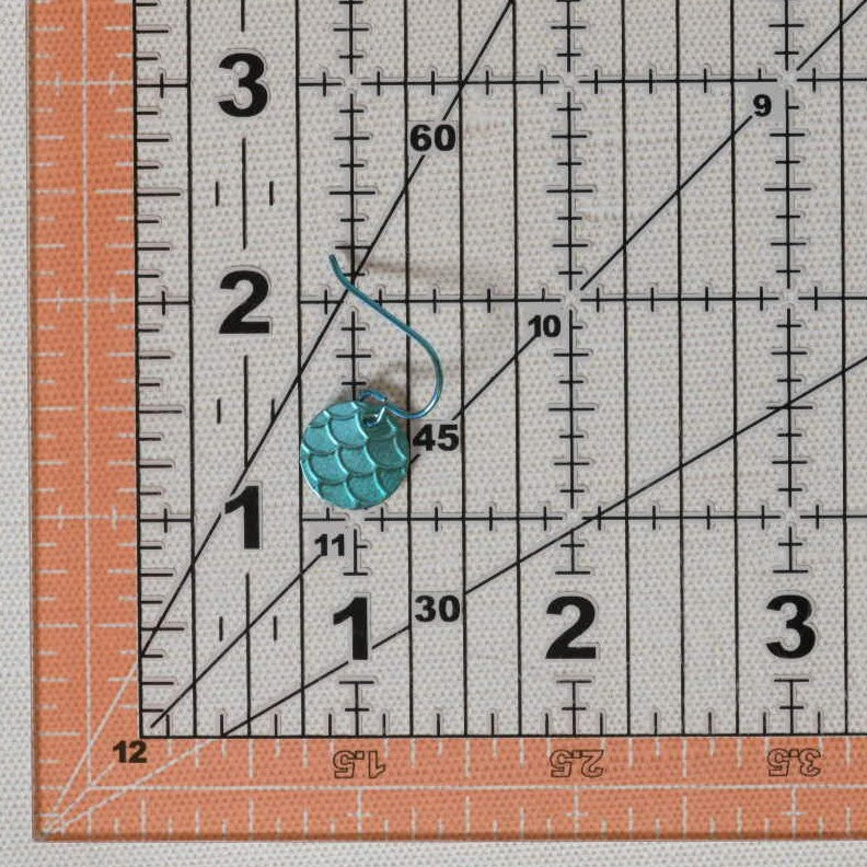 Aqua Blue Anodized Niobium Dangle Earrings with Scale Pattern