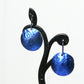 Blue Anodized Niobium Dangle Earrings with Bubble Pattern