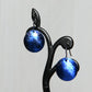 Dark Blue Anodized Niobium Dangle Earrings with Scale Pattern
