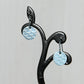 Pale Blue Anodized Niobium Dangle Earrings with Scale Pattern