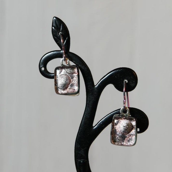 Pale Pink Dichroic Glass Bubble Earrings