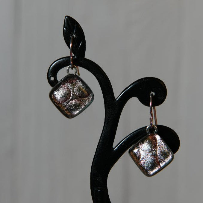 Pale Pink Dichroic Glass Bubble Earrings