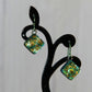 Aqua and Gold Dichroic Glass Bubble Earrings