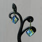 Blue and Green Scale Pattern Dichroic Glass Earrings