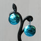 Turquoise Blue Anodized Niobium Dangle Earrings with Fish Pattern